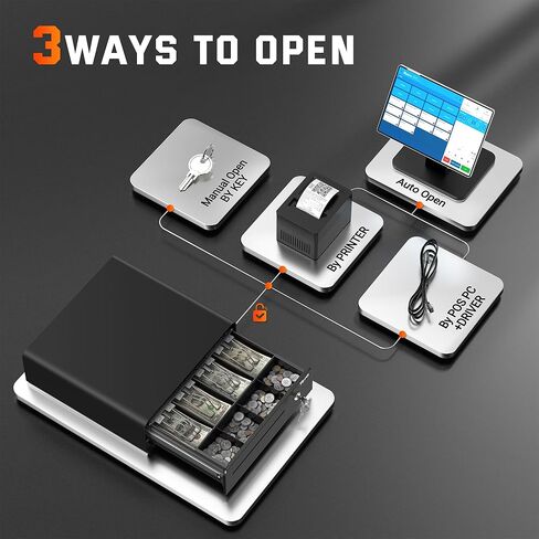 Tera Cash Drawer Heavy Duty: 13" Auto Open Arc Design with 6 Keys 4 Bill 4 Coin Fully Removable Cash Tray Media Slot Key-Lock for Point of Sale (POS) System Small Businesses Vending 335R Pink in Kuwait