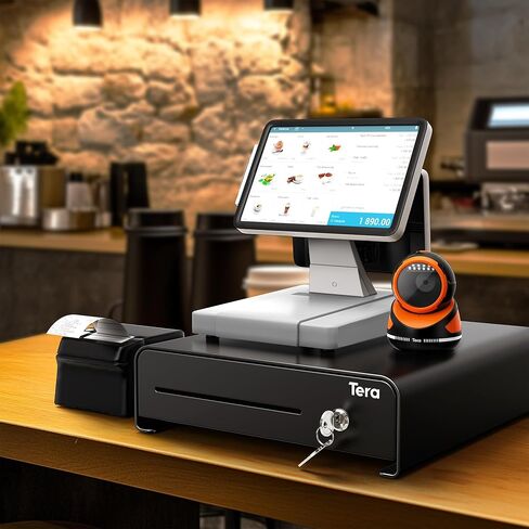 Tera Cash Drawer Heavy Duty: 13" Auto Open Arc Design with 6 Keys 4 Bill 4 Coin Fully Removable Cash Tray Media Slot Key-Lock for Point of Sale (POS) System Small Businesses Vending 335R Pink in Kuwait