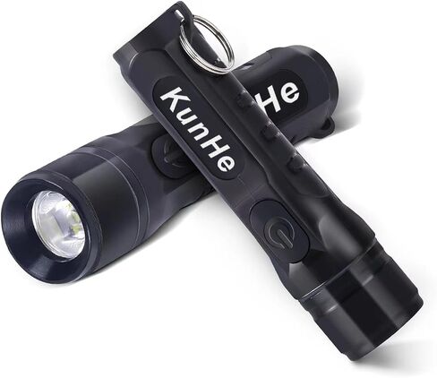 KunHe 2 Pack Keychain LED Flashlight Rechargeable Flashlight Pocket Portable Small Mini Flashlight 300 Lumens for EDC Emergency Camping Dog Walking Unlocking Door and Wallet Valentine's Day Gift in Saudi Arabia