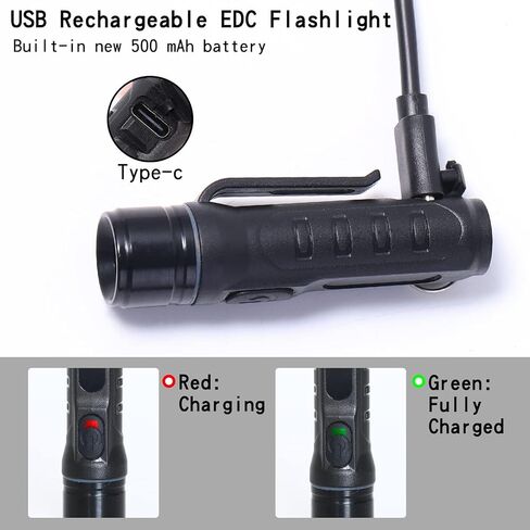 KunHe 2 Pack Keychain LED Flashlight Rechargeable Flashlight Pocket Portable Small Mini Flashlight 300 Lumens for EDC Emergency Camping Dog Walking Unlocking Door and Wallet Valentine's Day Gift in Saudi Arabia