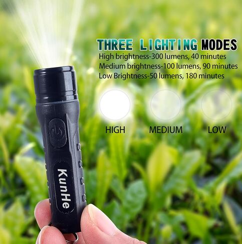 Kunhe 2 Pack Keychain LED Flashlight المصباح القابل لإعادة شحن الجيب المحمول المصباح الصغير الصغير 300 لومنس لدغات الطوارئ الكلاب التي تمشي الباب in Kuwait
