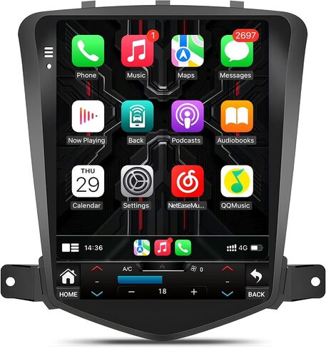 Chevy Cruze 2009-2015 Android Car Stereo-10 "وحدة رأس التي تعمل باللمس ، 2+64G ، 5G WIFI ، CARPLAY و Android Auto و GPS Navigation و HI-FI ، Bluetooth ، FM/AM ، USB ، التحكم في عجلة القيادة in Kuwait