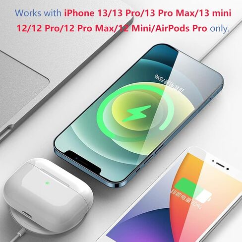 15W Charging Pad for 13, 13 Pro, 13 Pro, 13 Mini, 12, 12 Pro, 12 Pro, 12 Mini, for iOS Earbuds Pro, Charging Station Charging Mat(White) in Saudi Arabia