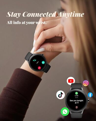 Smart Watch for Women, Smartwatch Compatible Android Phone and iOS Phone, Answer/Make Calls, Fitness Tracker Watch, Heart Rate/Sleep Tracker/100 Sports/IP68 Waterproof, Black in Saudi Arabia