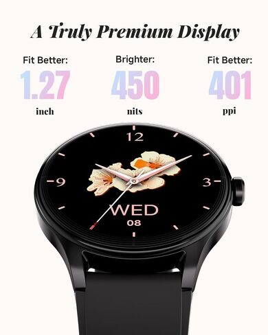 Smart Watch for Women, Smartwatch Compatible Android Phone and iOS Phone, Answer/Make Calls, Fitness Tracker Watch, Heart Rate/Sleep Tracker/100 Sports/IP68 Waterproof, Black in Saudi Arabia