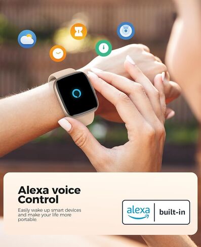 الساعات الذكية للنساء ، IP68 مقاوم للماء ، Alexa المدمج في ، 1.83 بوصة شاشة قابلة للتخصيص ، معدل ضربات القلب ، أكسجين الدم ، النوم ، تحديثات الطقس ، تعقب اللياقة البدنية لنظام Android & IOS ، GLOD in Kuwait