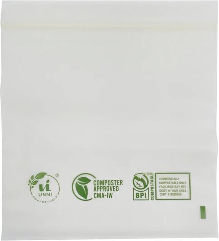 UNNI Compostable Storage Bags, Gallon, Resealable Compostable Food Storage Bags,100 Count,10.5 x 10.7 inches,Earth Friendly Highest ASTM D6400,US BPI, CMA & Europe OK Compost Certified, San Francisco in Kuwait