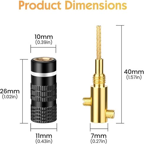 HiFi Flex Pin Banana Plugs, 2mm pin Banana connectors/Plugs, for Spring-Loaded Inputs/Speaker Terminals, (5 Pairs/10 Pcs) in Kuwait