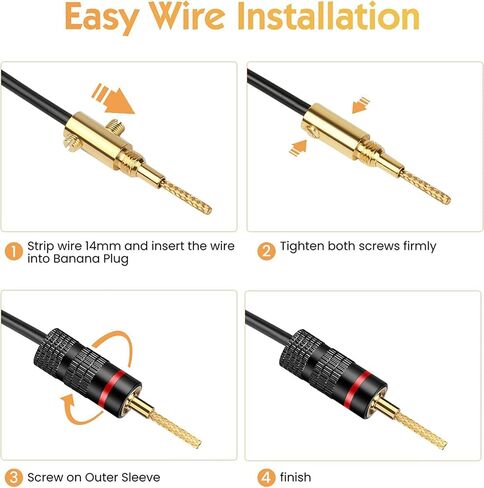 HiFi Flex Pin Banana Plugs, 2mm pin Banana connectors/Plugs, for Spring-Loaded Inputs/Speaker Terminals, (5 Pairs/10 Pcs) in Kuwait
