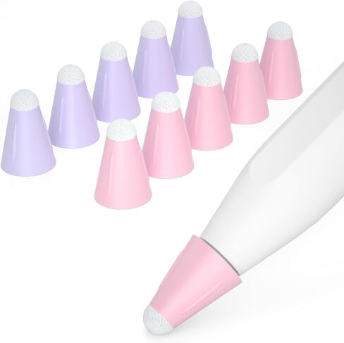 AZF Pack of 10 for Apple Pencil Tips Case, Silicone Fiber Nib Cover for Apple Pencil 2nd Generation and 1st Gen and Apple Pencil Pro/USB-C,Writing Anti-Slip Protective Case (Pink+Lavender Purple) in Saudi Arabia