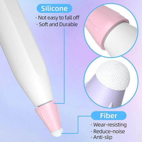 AZF Pack of 10 for Apple Pencil Tips Case, Silicone Fiber Nib Cover for Apple Pencil 2nd Generation and 1st Gen and Apple Pencil Pro/USB-C,Writing Anti-Slip Protective Case (Pink+Lavender Purple) in Saudi Arabia
