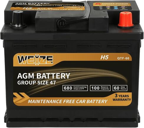 Weize Platinum AGM Battery BCI Group 49-12v 95ah H8 الحجم 49 بطارية السيارة، 160RC، 900CCA، ضمان 36 شهرًا in Kuwait