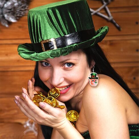 RLHRNDE أقراط عيد القديس باتريك للنساء والفتيات الأيرلندية شامروك الحيوان الكلب القط أقراط متدلية قبعة البرسيم الأخضر حدوة الحصان قطرة مهرجان أقراط هدية مجوهرات الحظ السعيد (قطة القديس باتريك) in Kuwait