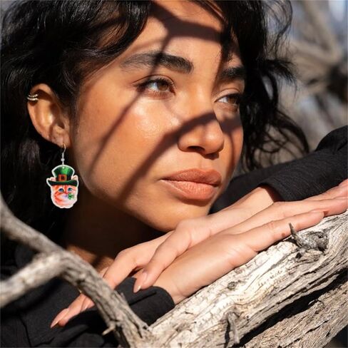 RLHRNDE أقراط عيد القديس باتريك للنساء والفتيات الأيرلندية شامروك الحيوان الكلب القط أقراط متدلية قبعة البرسيم الأخضر حدوة الحصان قطرة مهرجان أقراط هدية مجوهرات الحظ السعيد (قطة القديس باتريك) in Kuwait