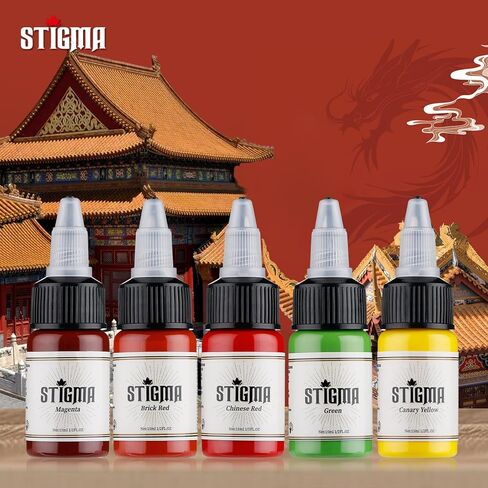 STIGMA Tattoo Ink Set 15 ml 1/2oz 14 Bottles Tattoo Pigment Set 14 Color Superior Tattoo Ink Set Tattoo Supplies TI4003-15-14 in Kuwait