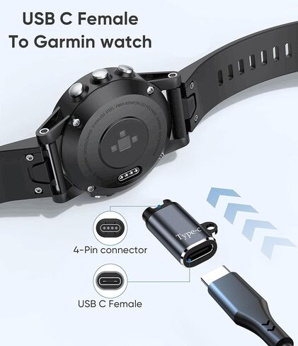 Charger Adapter for Garmin Watch with USB-C Port and iPhone Port, Garmin Charging Cable Converter Compatible with Garmin Fenix 7/7S/7X/6S/6/6X/5S/5/5X, Instinct 1/2/2S, Forerunner, and More Series in Saudi Arabia