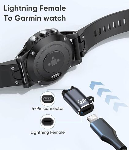 Charger Adapter for Garmin Watch with USB-C Port and iPhone Port, Garmin Charging Cable Converter Compatible with Garmin Fenix 7/7S/7X/6S/6/6X/5S/5/5X, Instinct 1/2/2S, Forerunner, and More Series in Saudi Arabia