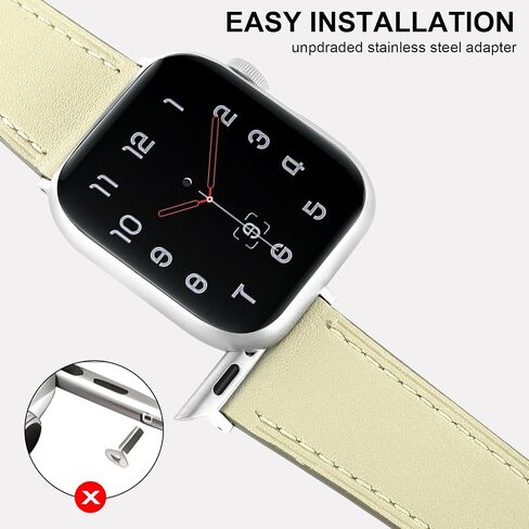 Italy Genuine Leather Watch Bands Women Men Compatible with Apple Watch 38mm 40mm 41mm 42mm 44mm 45mm 46mm 49mm, Iwatch Straps Smartwatch Replacement Band for Ultra 2/1 SE Series 10 9 8 7 6 5 4 3 2 1 in Saudi Arabia