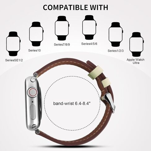Italy Genuine Leather Watch Bands Women Men Compatible with Apple Watch 38mm 40mm 41mm 42mm 44mm 45mm 46mm 49mm, Iwatch Straps Smartwatch Replacement Band for Ultra 2/1 SE Series 10 9 8 7 6 5 4 3 2 1 in Saudi Arabia