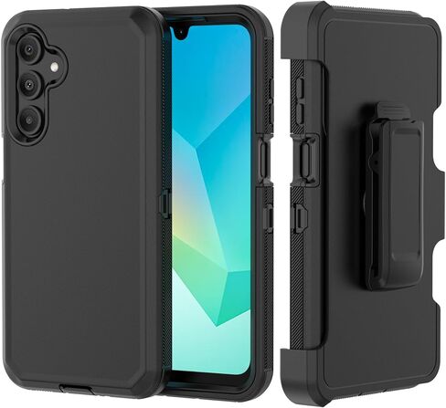 علبة الهاتف لـ Samsung Galaxy A16 2024 ، غطاء حالة حامي الدروع الثقيلة الصلبة مع حزام حزام مقطع لـ Samsung A16 2024 Case (Black+Orange) in Kuwait