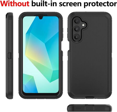 علبة الهاتف لـ Samsung Galaxy A16 2024 ، غطاء حالة حامي الدروع الثقيلة الصلبة مع حزام حزام مقطع لـ Samsung A16 2024 Case (Black+Orange) in Kuwait