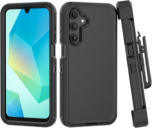 علبة الهاتف لـ Samsung Galaxy A16 2024 ، غطاء حالة حامي الدروع الثقيلة الصلبة مع حزام حزام مقطع لـ Samsung A16 2024 Case (Black+Orange) in Kuwait