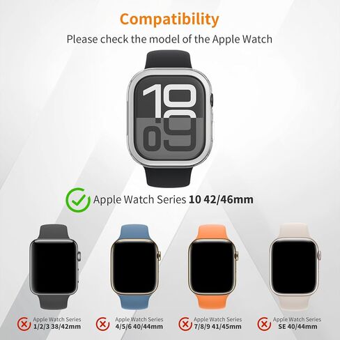 AMANECER Hard Clear PC Case Compatible with Apple Watch Series 10 46mm, Anti-Fall Rugged Bumper with Thickened Bezel Cover, Fingerprint-Resistant Original Touch Protector for iWatch s10 - Silver in Saudi Arabia