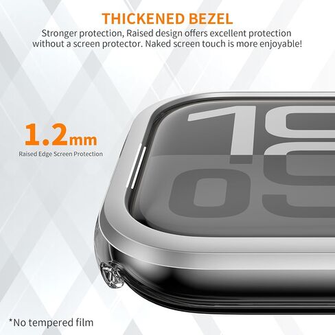 AMANECER Hard Clear PC Case Compatible with Apple Watch Series 10 46mm, Anti-Fall Rugged Bumper with Thickened Bezel Cover, Fingerprint-Resistant Original Touch Protector for iWatch s10 - Silver in Saudi Arabia
