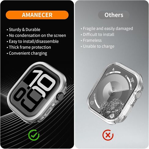 AMANECER Hard Clear PC Case Compatible with Apple Watch Series 10 46mm, Anti-Fall Rugged Bumper with Thickened Bezel Cover, Fingerprint-Resistant Original Touch Protector for iWatch s10 - Silver in Saudi Arabia
