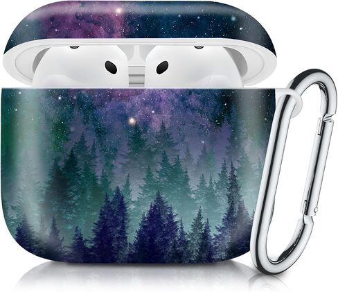 Case Compatible with AirPod 4th Generation 2024,Shockproof Protective Case Cover with Keychain for Women Men,Wireless Accessorie Charging Cases for Airpod 4th - Galaxy Space Forest in Saudi Arabia