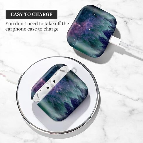 Case Compatible with AirPod 4th Generation 2024,Shockproof Protective Case Cover with Keychain for Women Men,Wireless Accessorie Charging Cases for Airpod 4th - Galaxy Space Forest in Saudi Arabia
