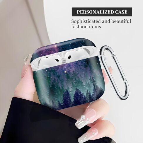 Case Compatible with AirPod 4th Generation 2024,Shockproof Protective Case Cover with Keychain for Women Men,Wireless Accessorie Charging Cases for Airpod 4th - Galaxy Space Forest in Saudi Arabia