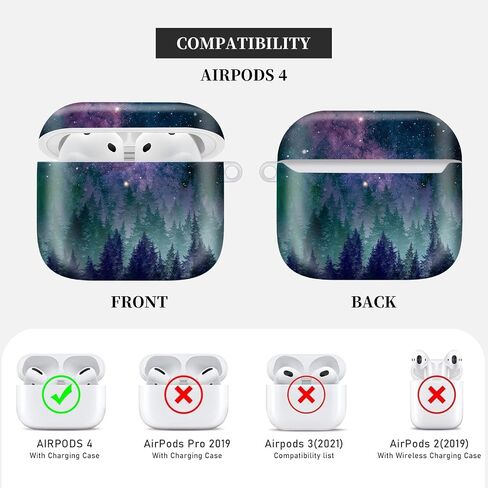 Case Compatible with AirPod 4th Generation 2024,Shockproof Protective Case Cover with Keychain for Women Men,Wireless Accessorie Charging Cases for Airpod 4th - Galaxy Space Forest in Saudi Arabia