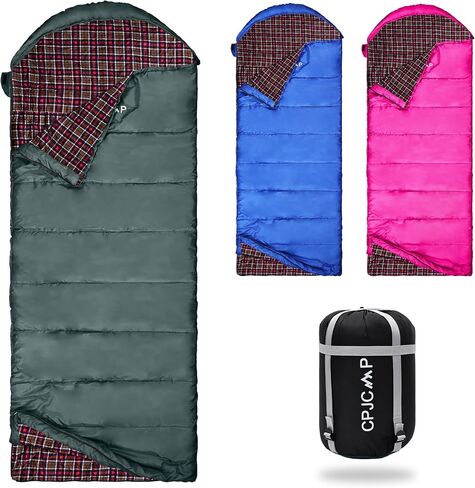 0 Degree Sleeping Bag for Cold Weather,100% Cotton Flannel XXL for Adults Big and Tall Cold Weather Winter Zero Degree Camping,Free Compression Sack in Saudi Arabia