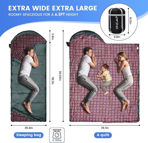 0 Degree Sleeping Bag for Cold Weather,100% Cotton Flannel XXL for Adults Big and Tall Cold Weather Winter Zero Degree Camping,Free Compression Sack in Saudi Arabia