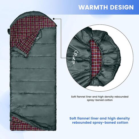 0 Degree Sleeping Bag for Cold Weather,100% Cotton Flannel XXL for Adults Big and Tall Cold Weather Winter Zero Degree Camping,Free Compression Sack in Saudi Arabia
