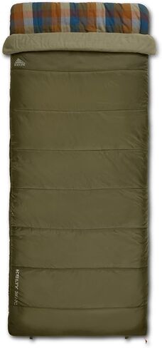 Kelty Wayback Flannel Lined Sleeping Bag, Built in Blanket, Traditional Rectangle Shape, Organic Flannel Cotton Liner, Dual Locking Slide Zips in Saudi Arabia