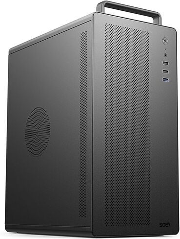 V281 Micro ATX/ITX Computer Case,Multifunctional Pc Case with Handle, Spcc Side Panel Business case, Support 300mm GPU 165mm CPU Cooler (Black) in Saudi Arabia
