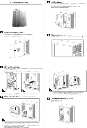 V281 Micro ATX/ITX Computer Case,Multifunctional Pc Case with Handle, Spcc Side Panel Business case, Support 300mm GPU 165mm CPU Cooler (Black) in Saudi Arabia