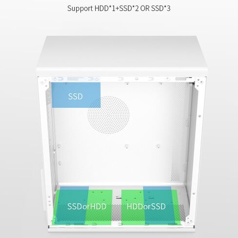 V281 Micro ATX/ITX Computer Case,Multifunctional Pc Case with Handle, Spcc Side Panel Business case, Support 300mm GPU 165mm CPU Cooler (Black) in Saudi Arabia
