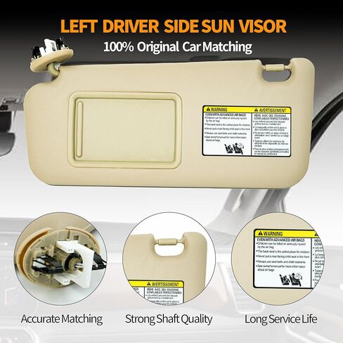 Right Passenger Side Sun Visor Compatible with Toyota RAV4 2004 2005 Interior Sunvisor Replacement Accessory 74310-42370-B0 in Kuwait
