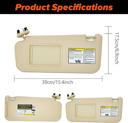 Right Passenger Side Sun Visor Compatible with Toyota RAV4 2004 2005 Interior Sunvisor Replacement Accessory 74310-42370-B0 in Kuwait