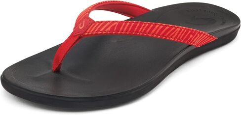 OLUKAI Ho'opio Women's Beach Sandals, Quick-Dry Flip-Flop Slides, Water Resistant & Modern Low Profile Design, All-Day Comfort Fit & Wet Grip Soles, Blue Depth/Stripe, 10 in Kuwait