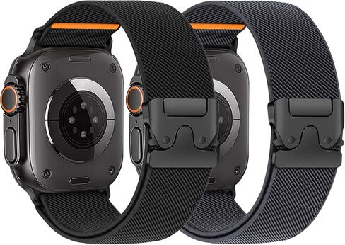 Stretchy Bands for Apple Watch Ultra/2 Band 49mm 46mm 45mm 44mm 42mm 41mm 40mm 38mm Men Women,Wide Nylon Elastic Braided Strap & Fabric Cloth Wristband Correa for iWatch Series 10 9 8 7 6 5 4 3 SE 2nd in Saudi Arabia
