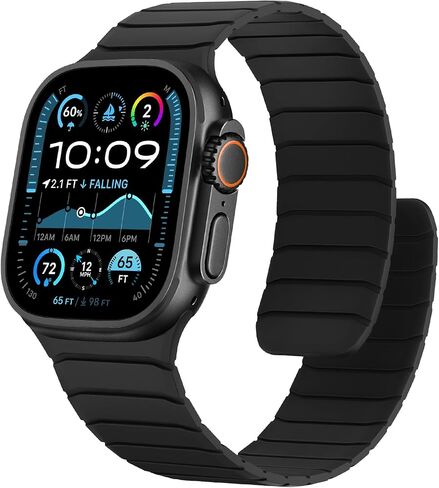 Magnetic Silicone Bands Compatible with Apple Watch 49mm 46mm 45mm 44mm 42mm, Soft Sport Wristband for Men Women Compatible with iWatch Ultra SE Series 10 9 8 7 6 5 4 3 2 1, Black in Saudi Arabia