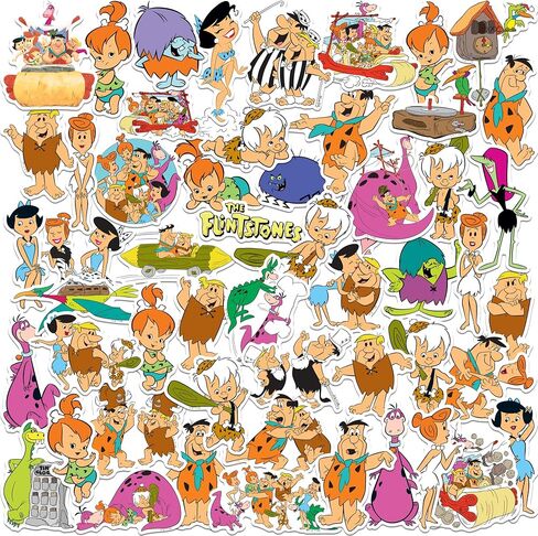 The Flintstones 50CT L Die-Cut Vinyl Stickers, Water Bottle, Tablet & More in Saudi Arabia