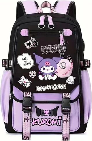 Roffatide anime Kuromi Backpack Printed Business Lugual Luptop Lupments Backpack Propack Travel Heaking Daypacks Rucksack 17 Int in Kuwait