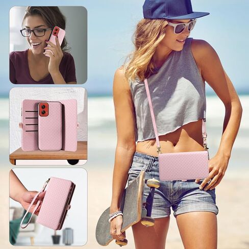 ASUWISH PHOPER CASE لـ MOTEROLA MOTO G Stylus 5G 2024 محفظة سستة غطاء خلايا قابلة للفصل مع حامي الشاشة الزجاجية المتقلب Crossbody Lanyard حزام in Kuwait