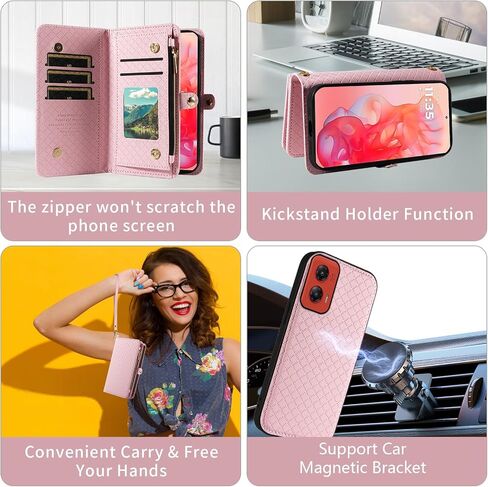 ASUWISH PHOPER CASE لـ MOTEROLA MOTO G Stylus 5G 2024 محفظة سستة غطاء خلايا قابلة للفصل مع حامي الشاشة الزجاجية المتقلب Crossbody Lanyard حزام in Kuwait