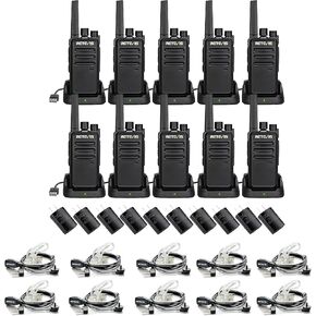 Retevis RT68 Two Way Radio(10 Pack) with Walkie Talkies Earpiece(10 Pack), Compact, Rugged, Heavy Duty 2 Way Radios Rechargeable with USB Charging Base